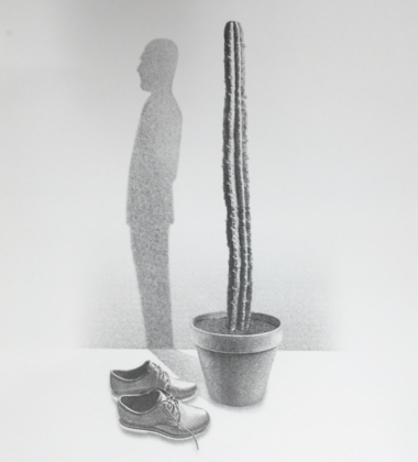 Mr. Huachuma, 2026: 1C Lithograph; Rives BFK 20"X15", image 16"X 10.5"; Edition 20